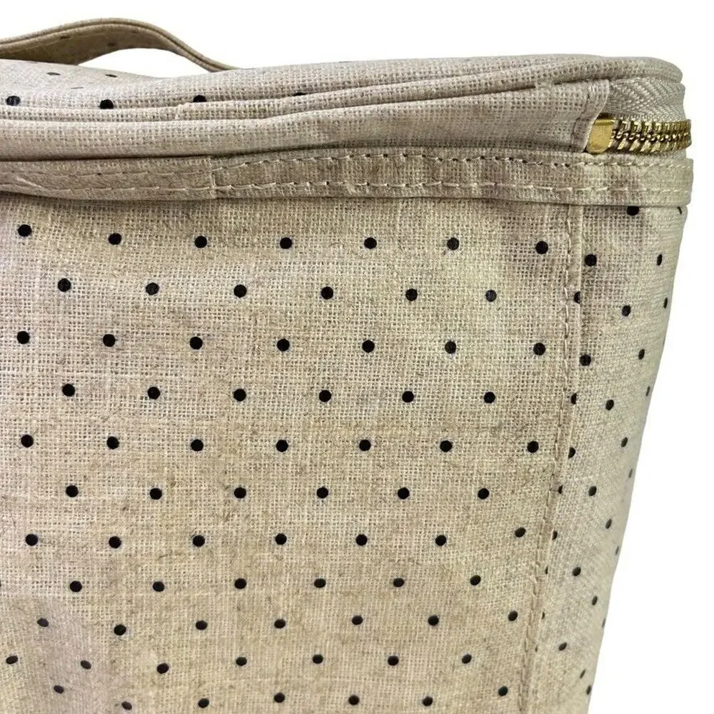 Kate Spade New York Out to Lunch Beige Black Polka Dot Tote Bag Handbag Cooler